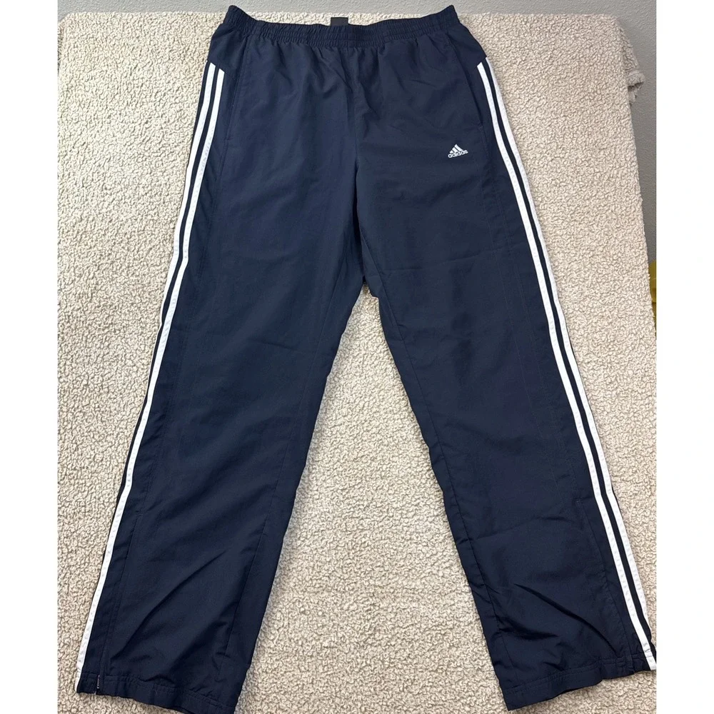 Y2K Vintage Adidas Climalite Clima365 Mens L Navy Blue Mesh Lined Track Pants